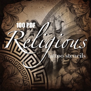 100 estênceis de tatuagem religiosa em PDF para impressão | Estênceis de tatuagem | Desenhos de tatuagem | Tatuagem de Deus |Tatuagem Grega | Modelo de tatuagem