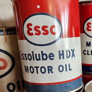 Vintage Esso Essolube HDX Motor Oil (set of 3) metal & unopened