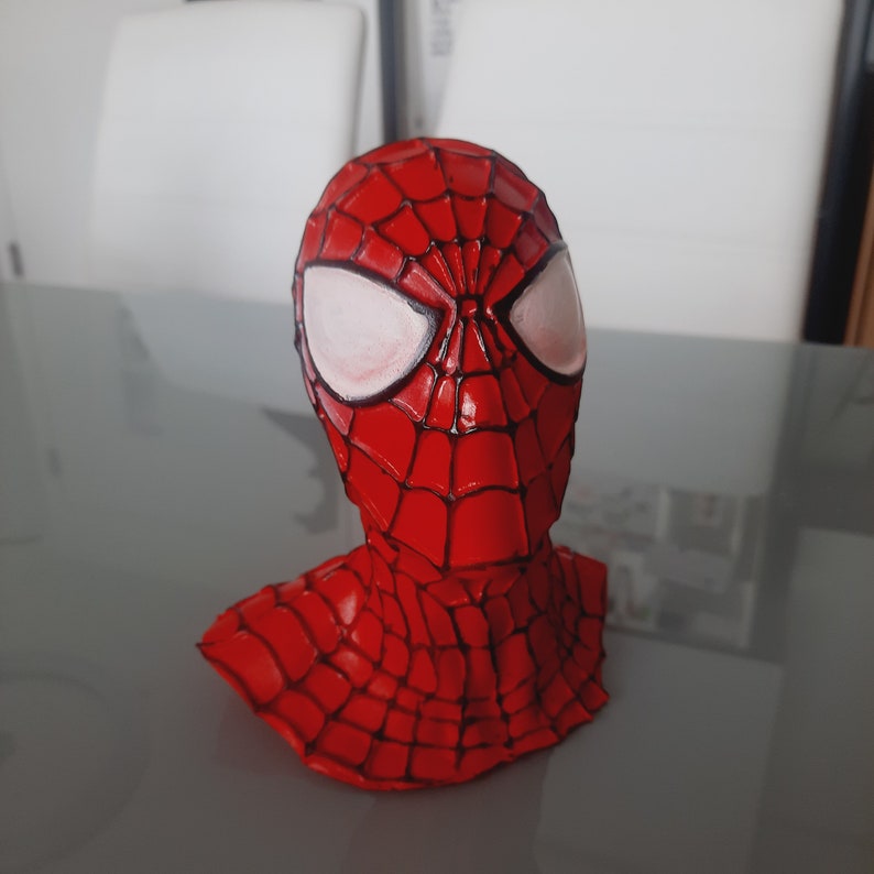 Spiderman-figur | 3D-tryckt staty handmålad | Spiderman-byst bild 7