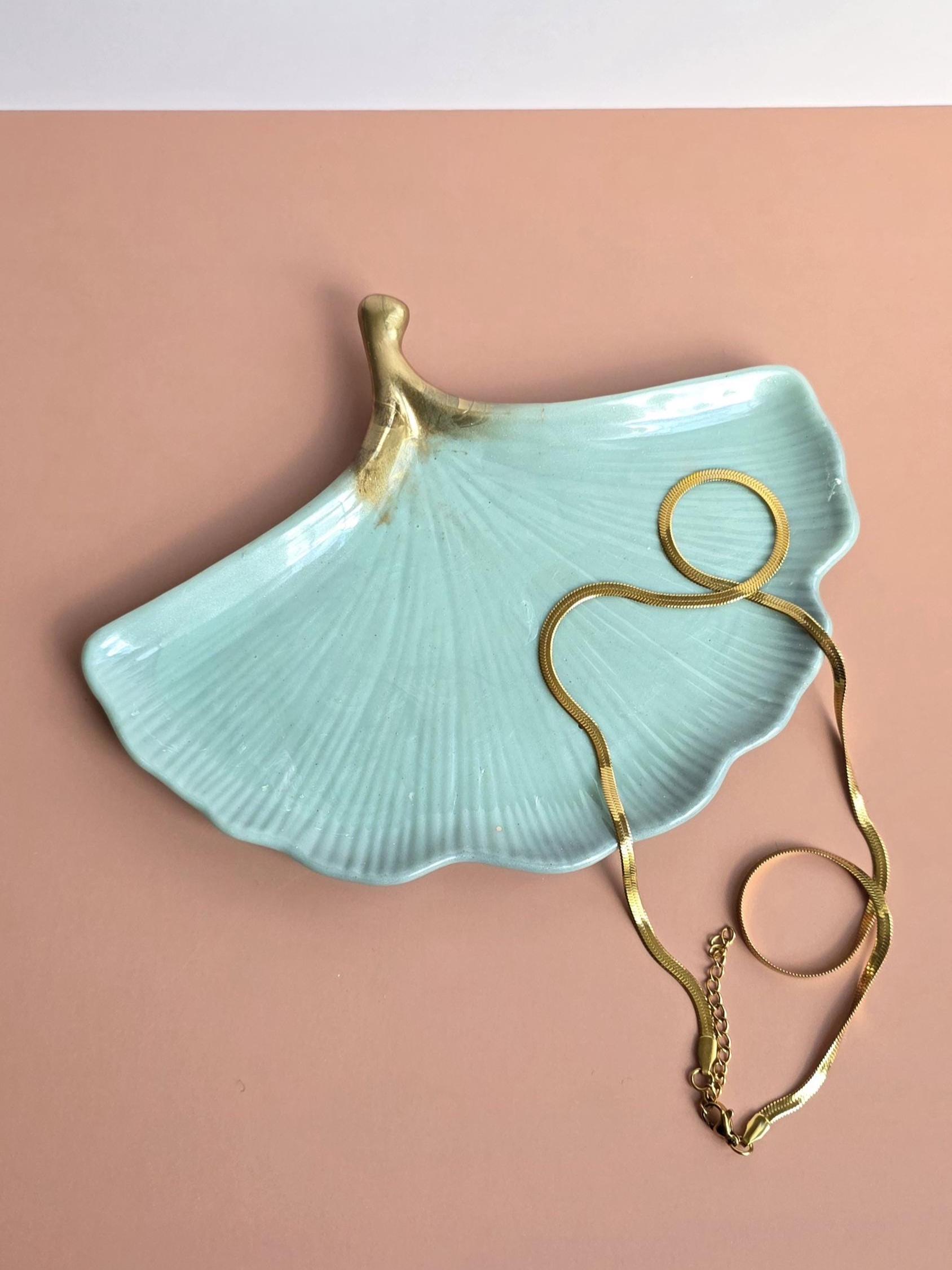 TOPPERFUN Plateau Bijoux Feuille Ginkgo Doré – Vide-Poches Élégant Et Solide – Rangement Bijoux & Décoration Maison