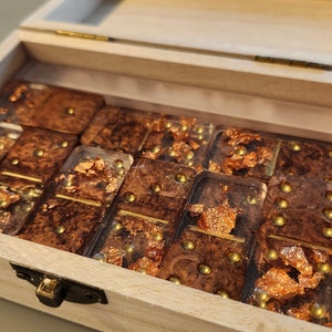 Custom Resin Domino Tiles in Wood Box | Stylish Game Set for Entertainment | Domino Board Game