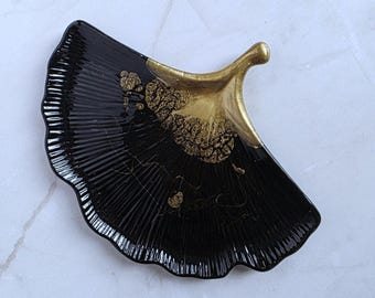 Bandeja para joyas con forma de hoja de ginkgo / Plato para baratijas de resina hecho a mano / Organizador de tocador para decoración del hogar / Soporte para joyas