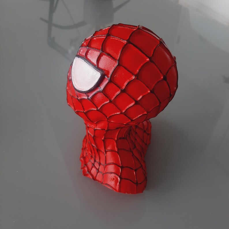 Spiderman-figur | 3D-tryckt staty handmålad | Spiderman-byst bild 5