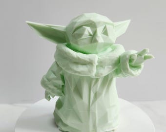 Baby Yoda-staty | 3D-utskriven Grogu Star Wars-figur | Handgjord sci-fi-dekor
