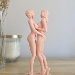 Lesbian Statue Pride: 3D Printed Sensual Women Sculpture LGBTQ Gift Pink Color