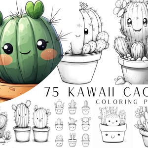 Può includere: 75 pagine da colorare di cactus kawaii - Un set di pagine da colorare con simpatici cactus dei cartoni animati in varie pose e stili. Le pagine sono perfette per bambini e adulti che amano colorare.
