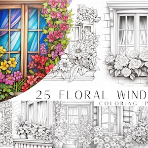 25 Floral Window Coloring Pages - Adults and Kids Coloring Book ...