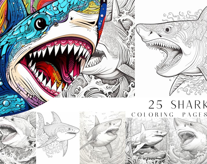 Shark Coloring Book for Adults and Kids: Beautiful Animal Paints, Fun ...