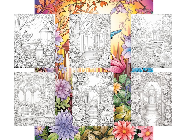 100 Enchanted Garden Coloring Pages Adults and Kids Coloring Book ...