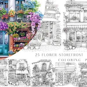 25 Blumen Ausmalseiten - Malbuch für Erwachsene und Kinder, digitale Malvorlagen, sofortiger Download, druckbare PDF-Datei.