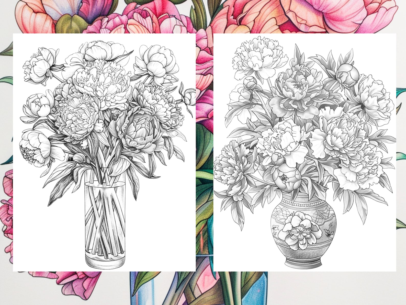 25 Peony Flower Coloring Pages - Adults and Kids Coloring Book ...