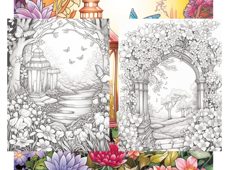 100 Enchanted Garden Coloring Pages Adults and Kids Coloring Book