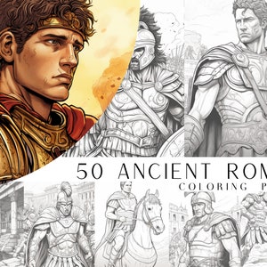 50 Ancient Rome Coloring Pages - Adult And Kids Coloring Book, History Coloring Sheets, Instant Download, Printable PDF File.