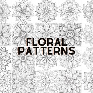May include: A set of 20 black and white floral patterns. The patterns are intricate and detailed, and they would be perfect for use in a variety of projects, such as scrapbooking, card making, or fabric design.