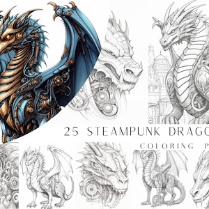 25 Steampunk Dragon Coloring Pages - Adults and Kids Coloring Book ...