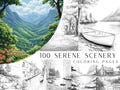 100 Serene Scenery Coloring Pages - Adult And Kids Coloring Book, Coloring Sheets, Greyscale, Instant Download, Printable PDF File. product logo