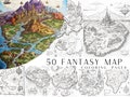 50 Fantasy Map Coloring Pages - Adult And Kids Coloring Book, Fantasy Coloring Sheets, Instant Download, Printable PDF File. product logo