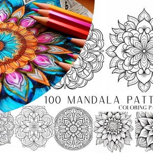 100 Mandala Coloring Pages, Intricate Mandala Patterns, Adult Coloring Book, Digital Coloring Sheets, Instant Download, Printable PDF File