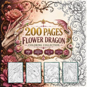 200 Blumendrachen Malvorlagen, Fantasie Blumenmuster (PDF Download)