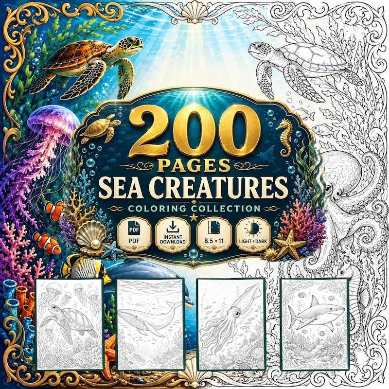 Ocean Hand Drawn Coloring - Etsy
