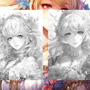 25 Anime Princess Coloring Pages - Adult And Kids Coloring Book, Fantasy Coloring Sheets, Instant Download, Printable PDF File. image 3