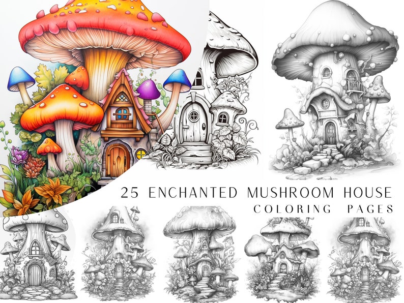 25 Enchanted Mushroom House Coloring Pages - Adult and Kids Coloring ...