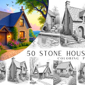 50 målarbilder med stenhus – Realistiska arkitektoniska designer (PDF-nedladdning)