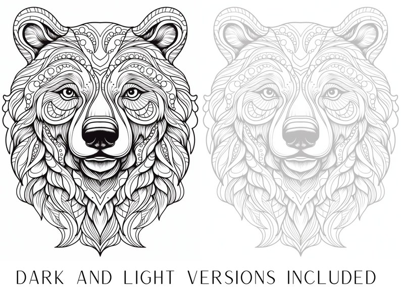 25 Patterned Bear Coloring Pages - Adults and Kids Coloring Book ...