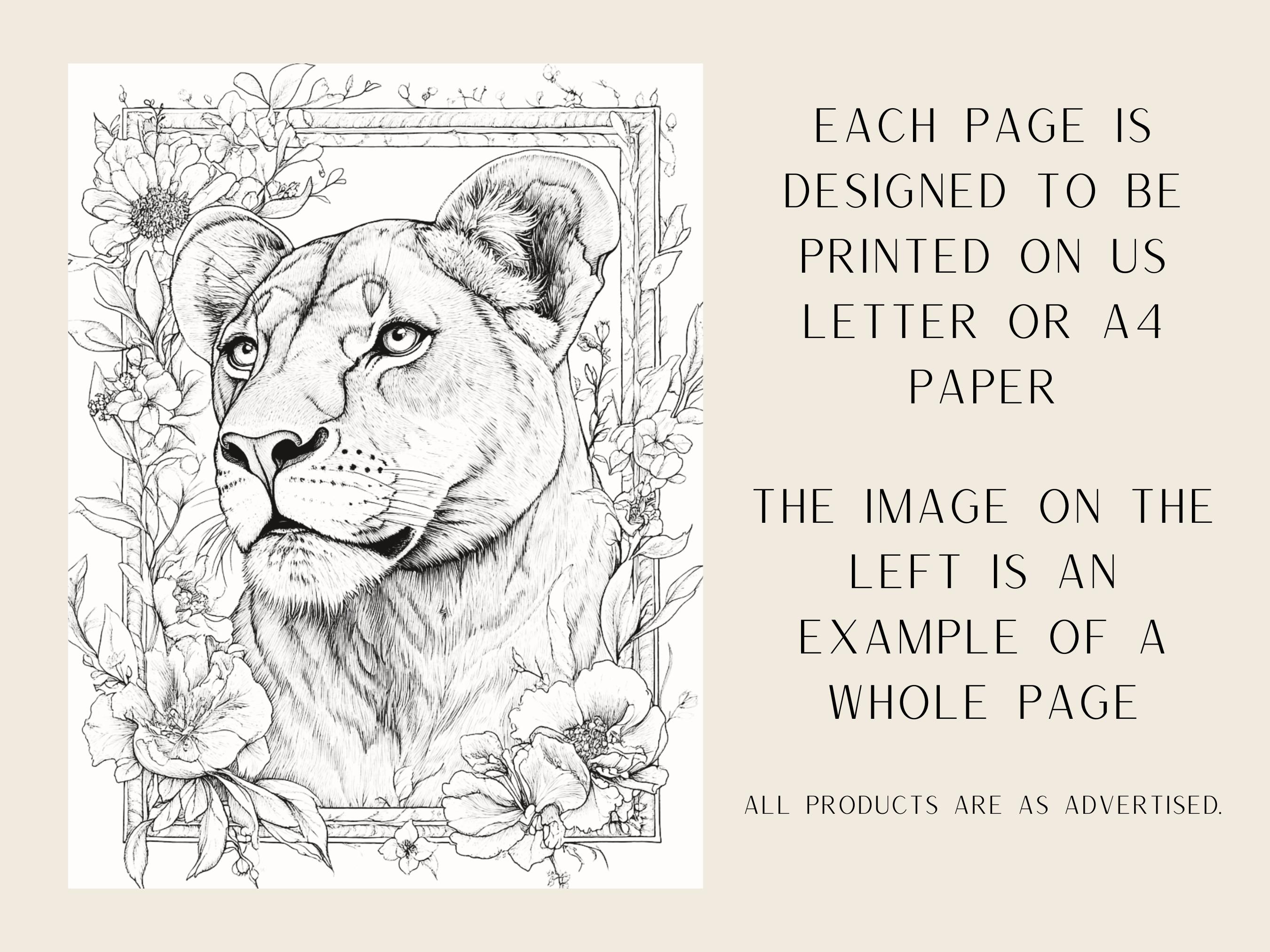 100 Floral Animal Coloring Pages - Instand Digital PDF Download, Adult ...