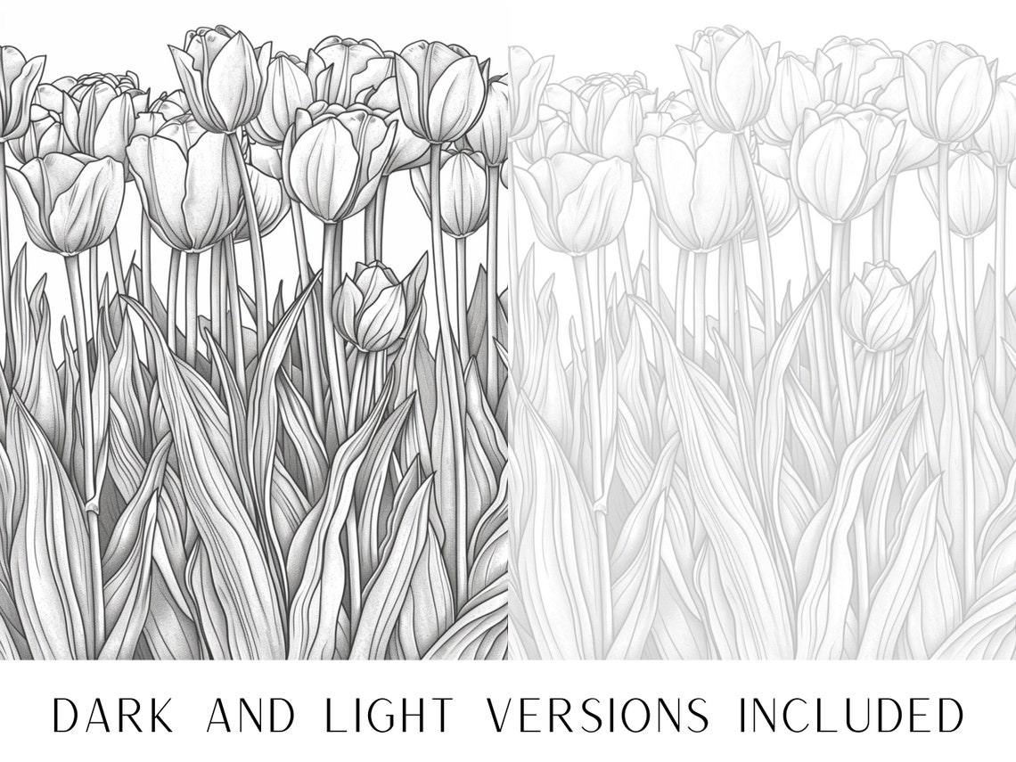 25 Tulip Flower Coloring Pages - Adults and Kids Coloring Book ...