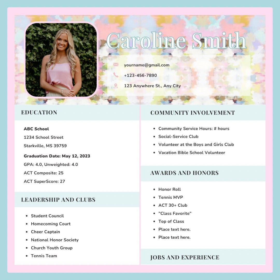 Sorority Resume Template Watercolor - Il 1080xN.5022552711 Phw8 