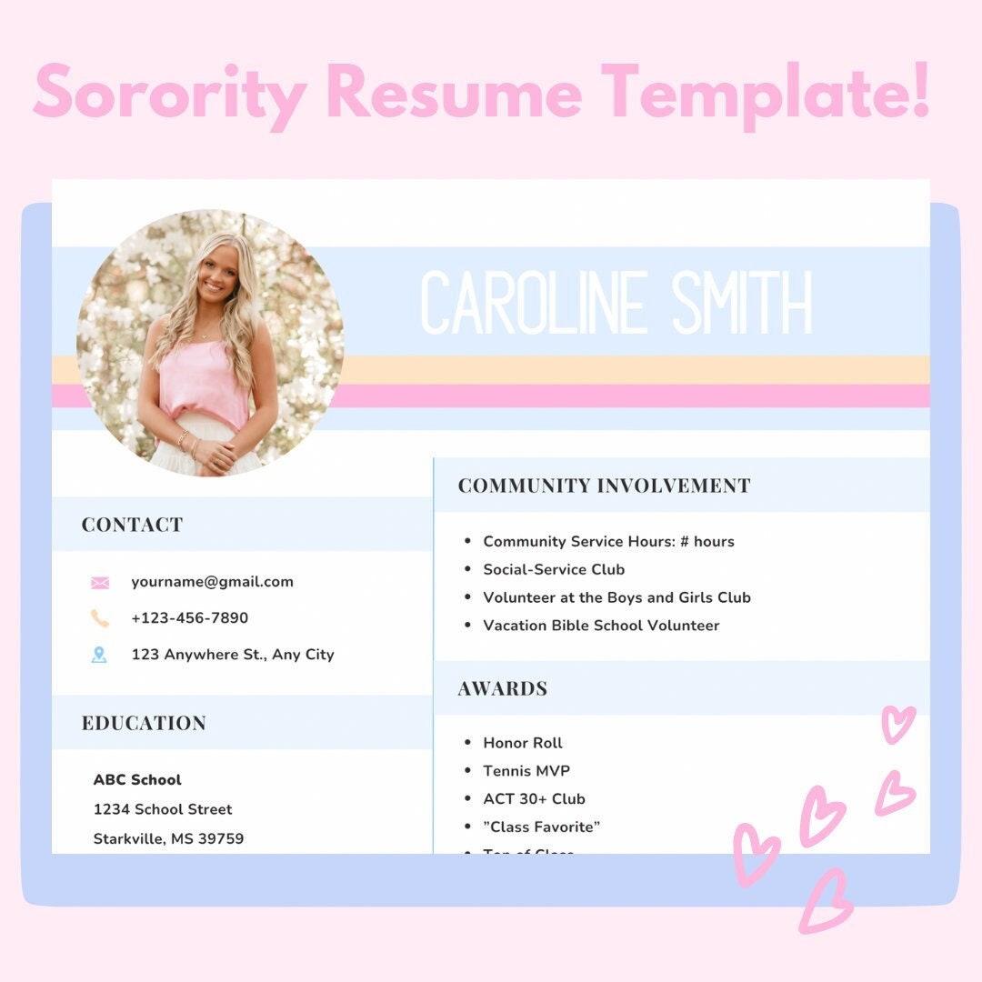 Sorority Resume Template Blue - Il Fullxfull.5008241073 6a1k
