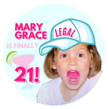 Custom 21st Birthday Stickers *with custom hat*!!! Sticker Design for 21st Birthday Party!