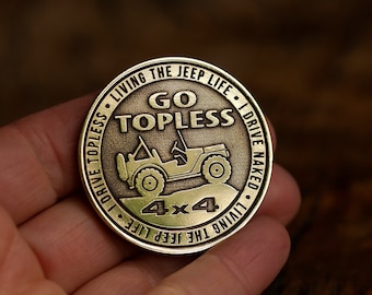 Topless Rated Brass Challenge Coin Go Topless Coin Offroad 4x4 Rated Coin Off-road Challenge Coin Trail Badge Rated Coin Poker Marker