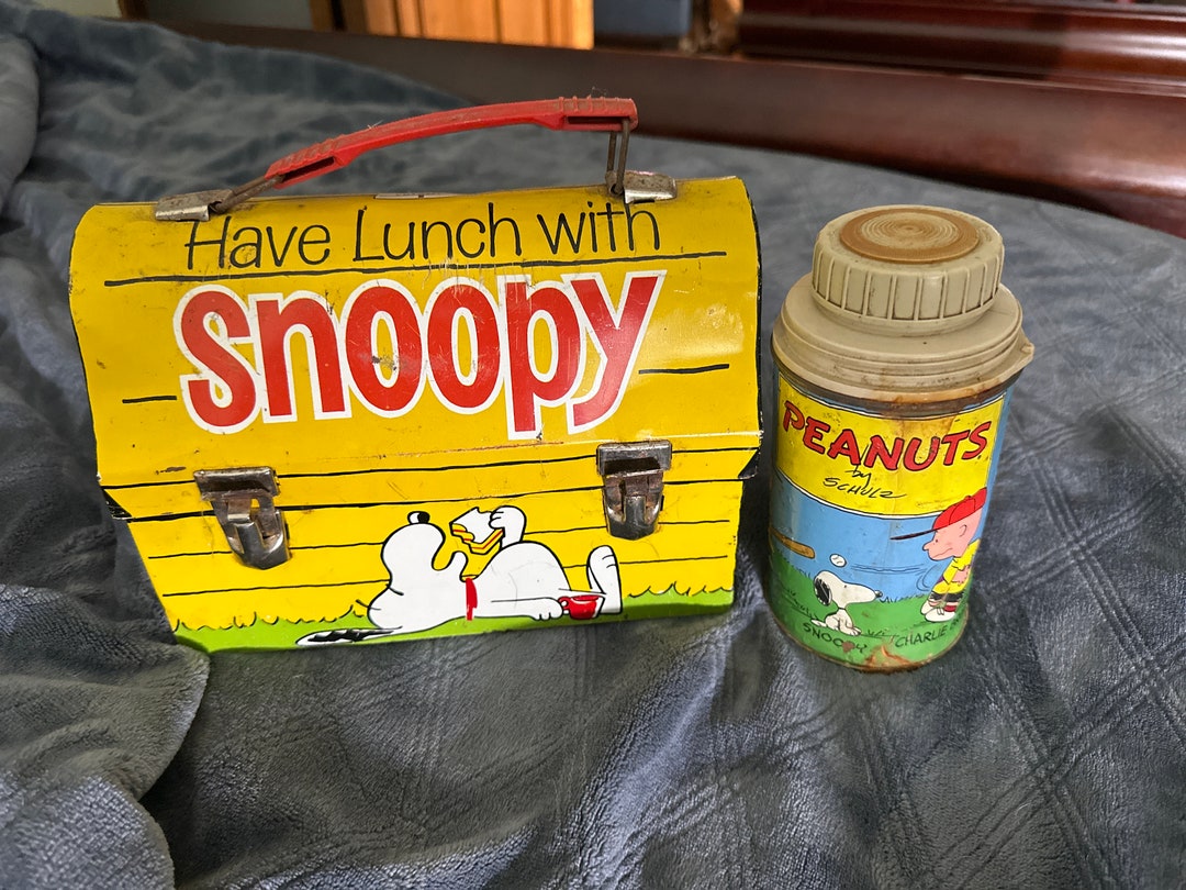 1968 Thermos Snoopy Lunch Box Metal With Thermos Etsy