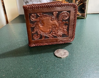 Hand tooled leather wallet