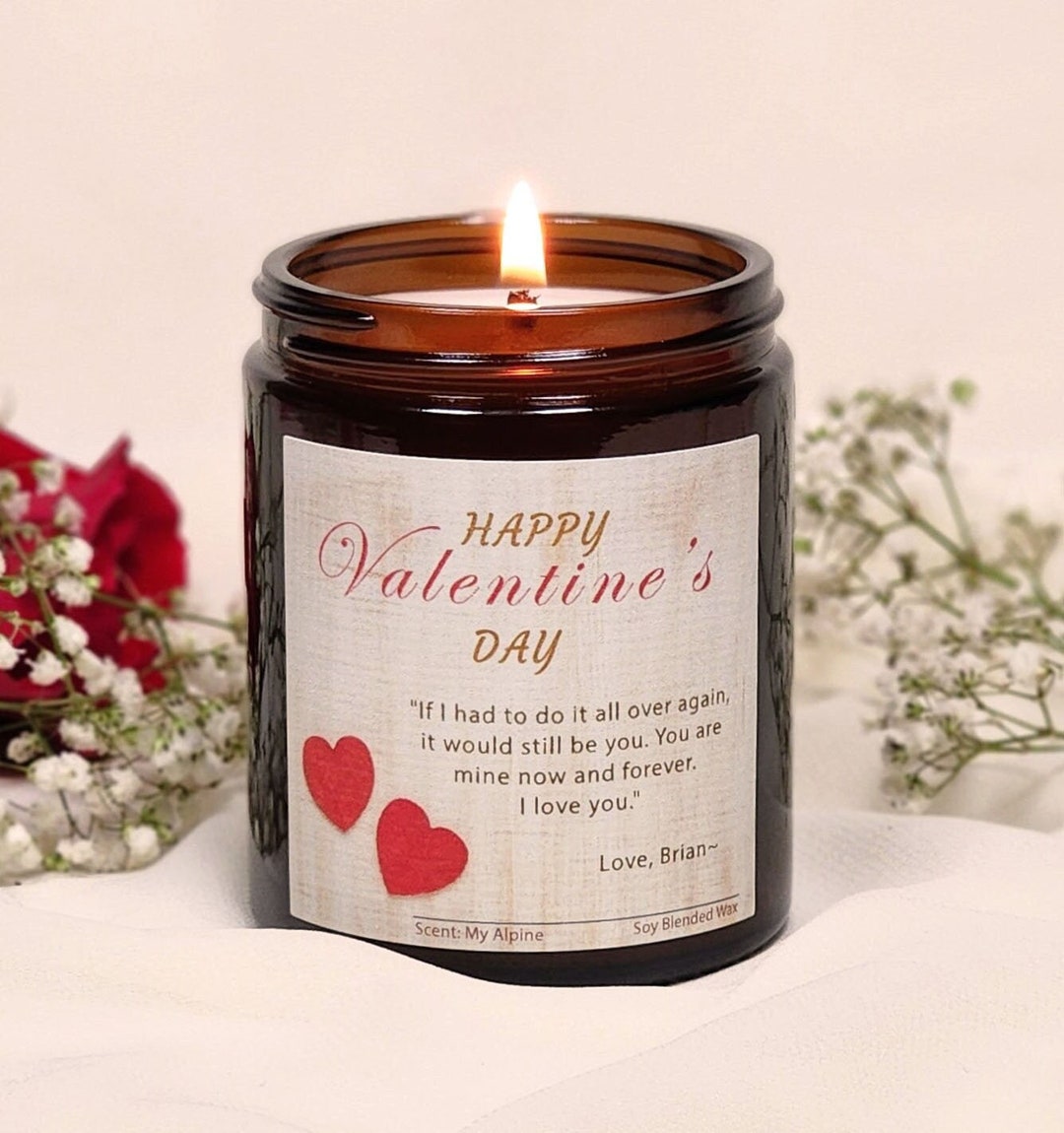 Personalized Candle for Valentine's Day Gift, Scented Soy Wax, Hand