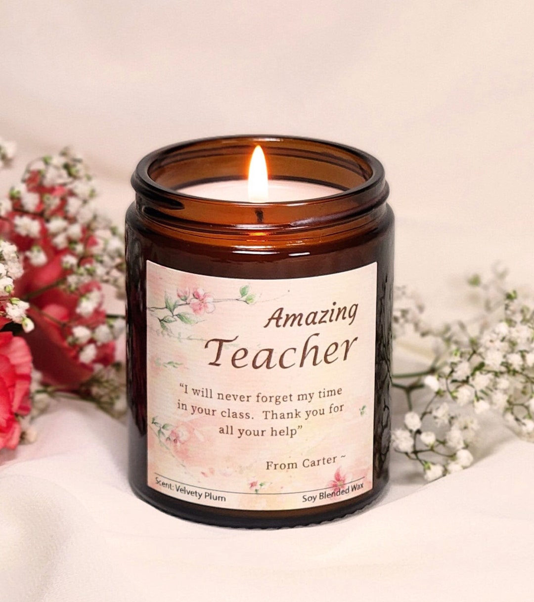 Personalized Candle for Teacher's Appreciation Gift Thank Etsy