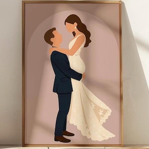 Retratos de boda personalizados sin rostro/retrato de boda de dibujos animados/ilustración/regalos de boda/regalos para el Día de la Madre/regalos únicos/regalos de aniversario