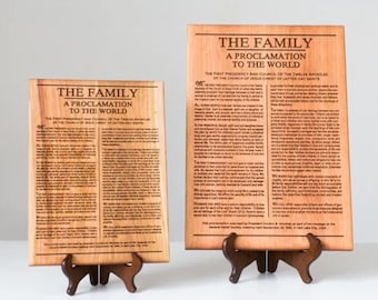 The Family Proclamation Engraved on Wood, LDS art, Mormon sign-LDS Home Decor-Eternal Family