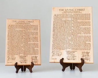 The Living Christ Engraved on Wood, LDS sign, Mormon art, Jesus Christ