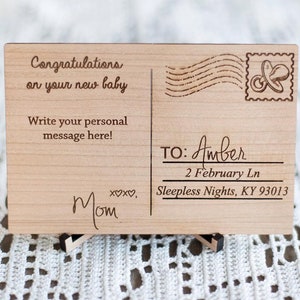 New Baby Wooden Postcard-Personalized gift-Wooden Letter-Gift For Him- Gift for Her-Wood Postcard -