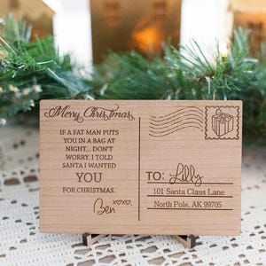Hölzerne Weihnachtspostkarte-Personalisiertes Geschenk-Holzbrief-Geschenk für Ihn-Geschenk für Her-Holzpostkarte
