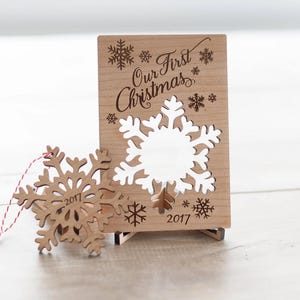 Ornement de Noël en bois carte postale-notre premier Noël-lettre en bois-cadeau pour lui-cadeau pour elle-carte postale en bois