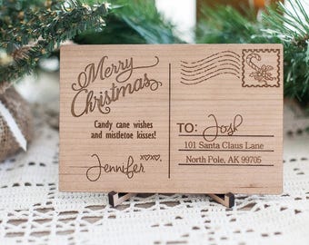 Wooden Christmas Postcard-Personalized gift-Wooden Letter-Gift For Him- Gift for Her-Wood Postcard