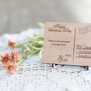 Hölzerne Valentinstag Postkarte-Personalisiertes Geschenk-Valentinstag Geschenk-Customized Liebe Karte-Holz Brief-Geschenk für ihn-Geschenk für sie 10x15