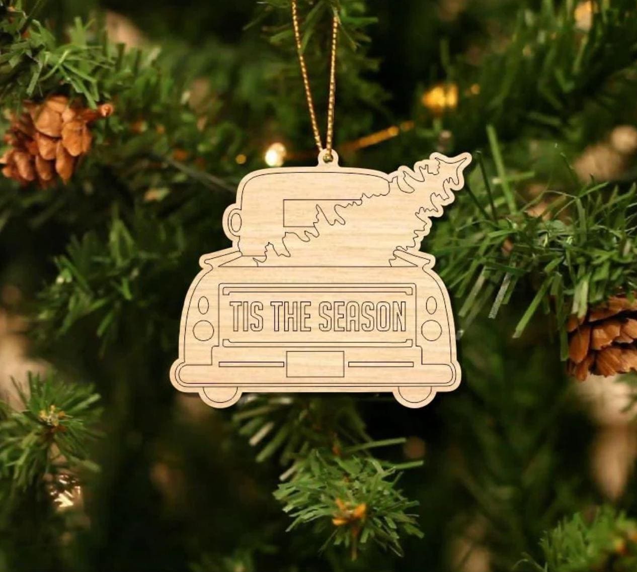 VOSAREA クリスマスツリー木製オーナメント 木製トラックカットアウトクリスマスツリー吊り下げ 木製クリスマスオーナメント｜北欧のおしゃれな飾りのおすすめ