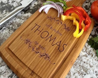 Personalizowana deska bambusowa do krojenia: deska do wędlin i wędlin 9"x17" z uchwytem