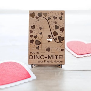 Jij bent Dino-Mite! Houten Valentijnsdagkaart ~ 4 x 6 inch Lasergegraveerde Valentijnsdagkaart lasergesneden valentijnskaart
