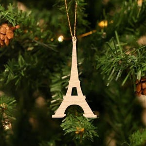 Laser Cut Wooden Eiffel Tower Christmas Ornament
